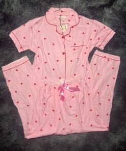 pyjama demi manche (rose cœur)