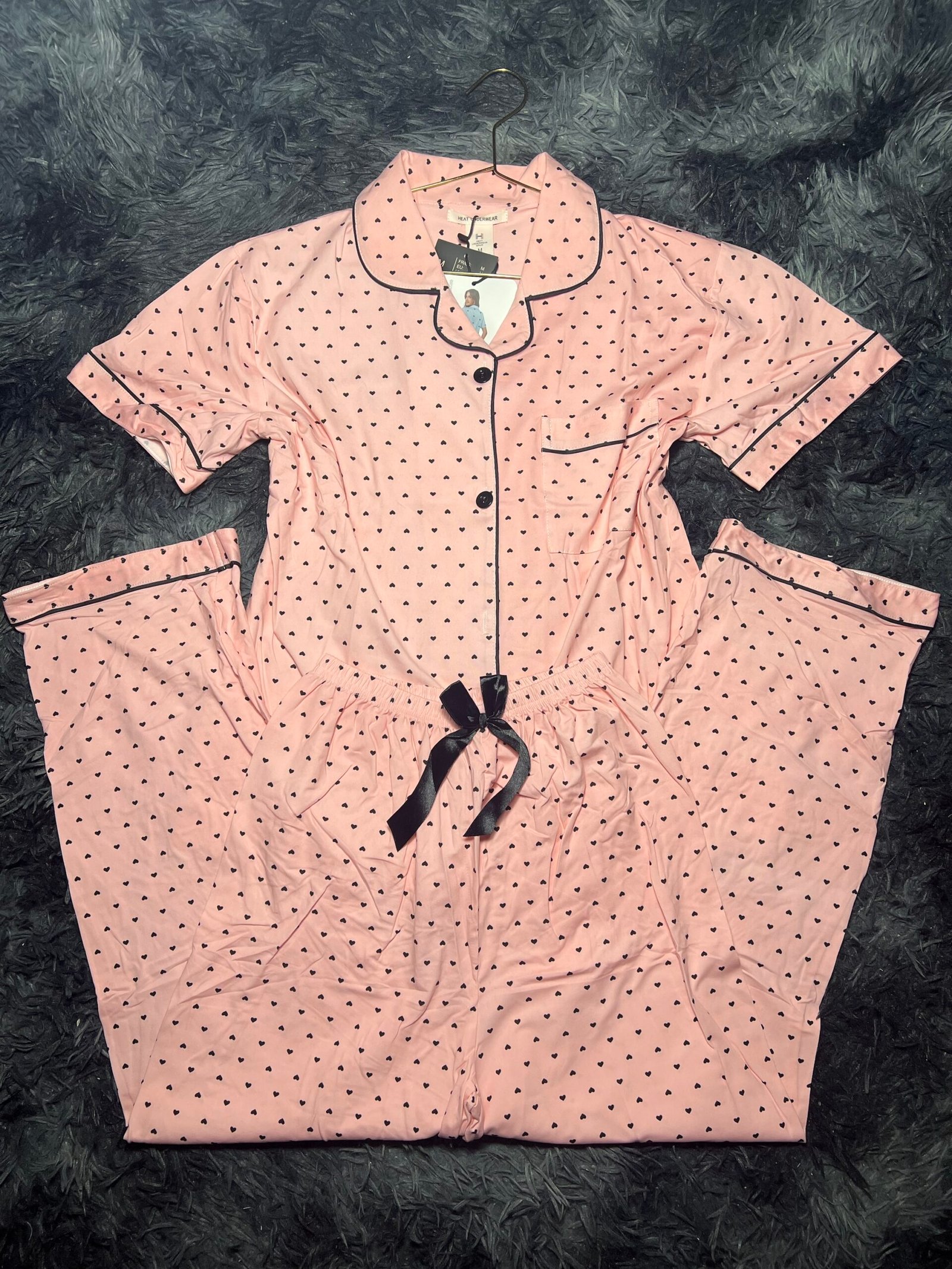 pyjama demi manche (rose petit cœur)