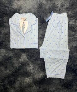 pyjama demi manche (bleu petit cœur)