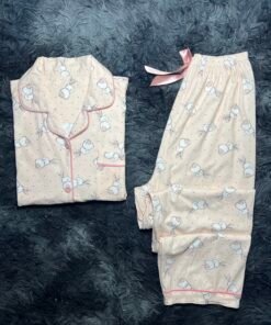 pyjama demi manche (rose lapin)