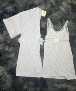 Nuisette peignoir en coton (Bleu claire)