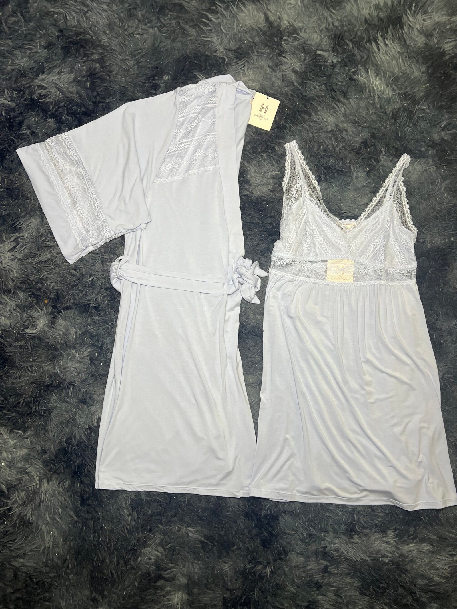 Nuisette peignoir en coton (Bleu claire)