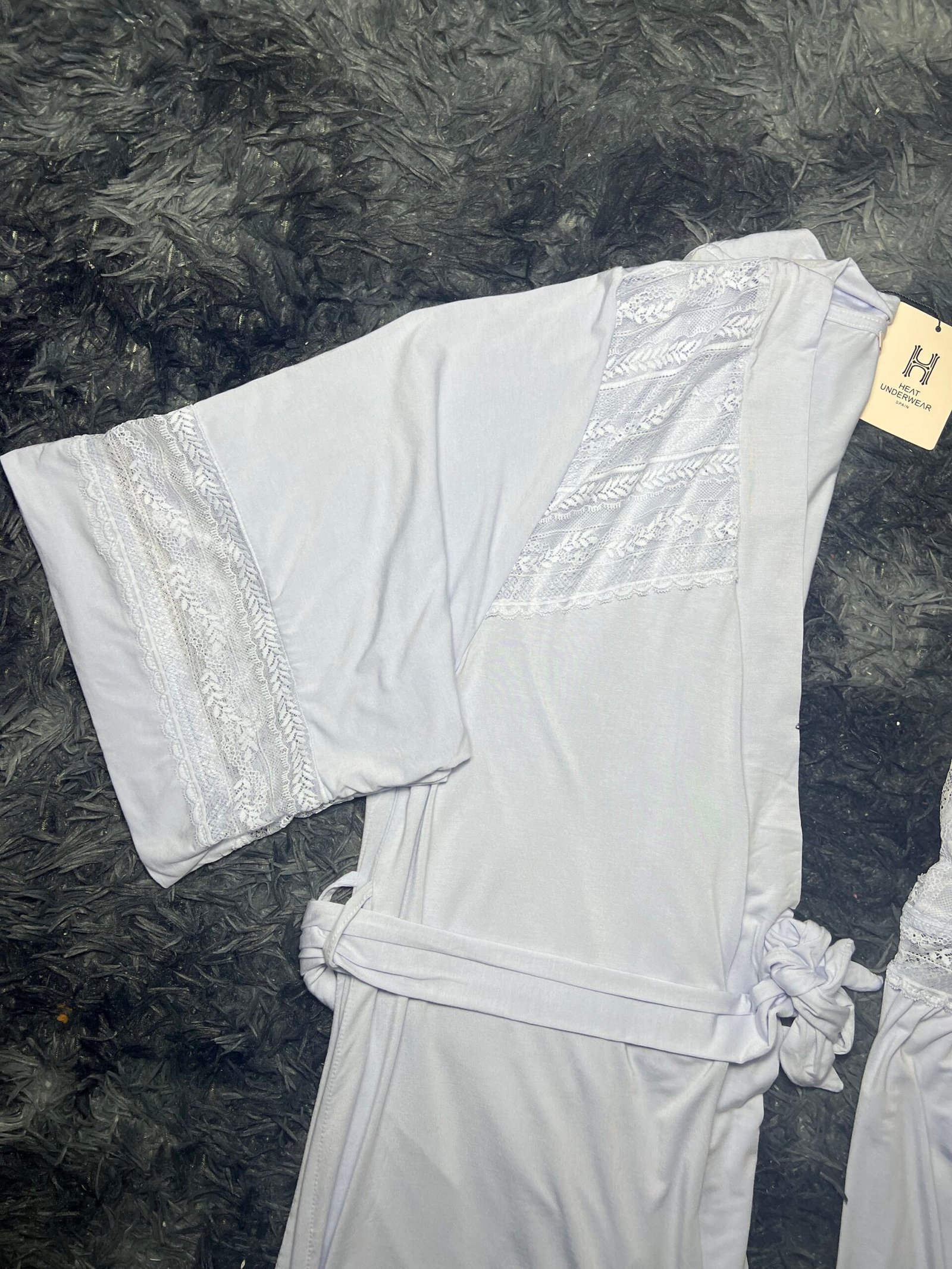 Nuisette peignoir en coton (Bleu claire) – Image 2