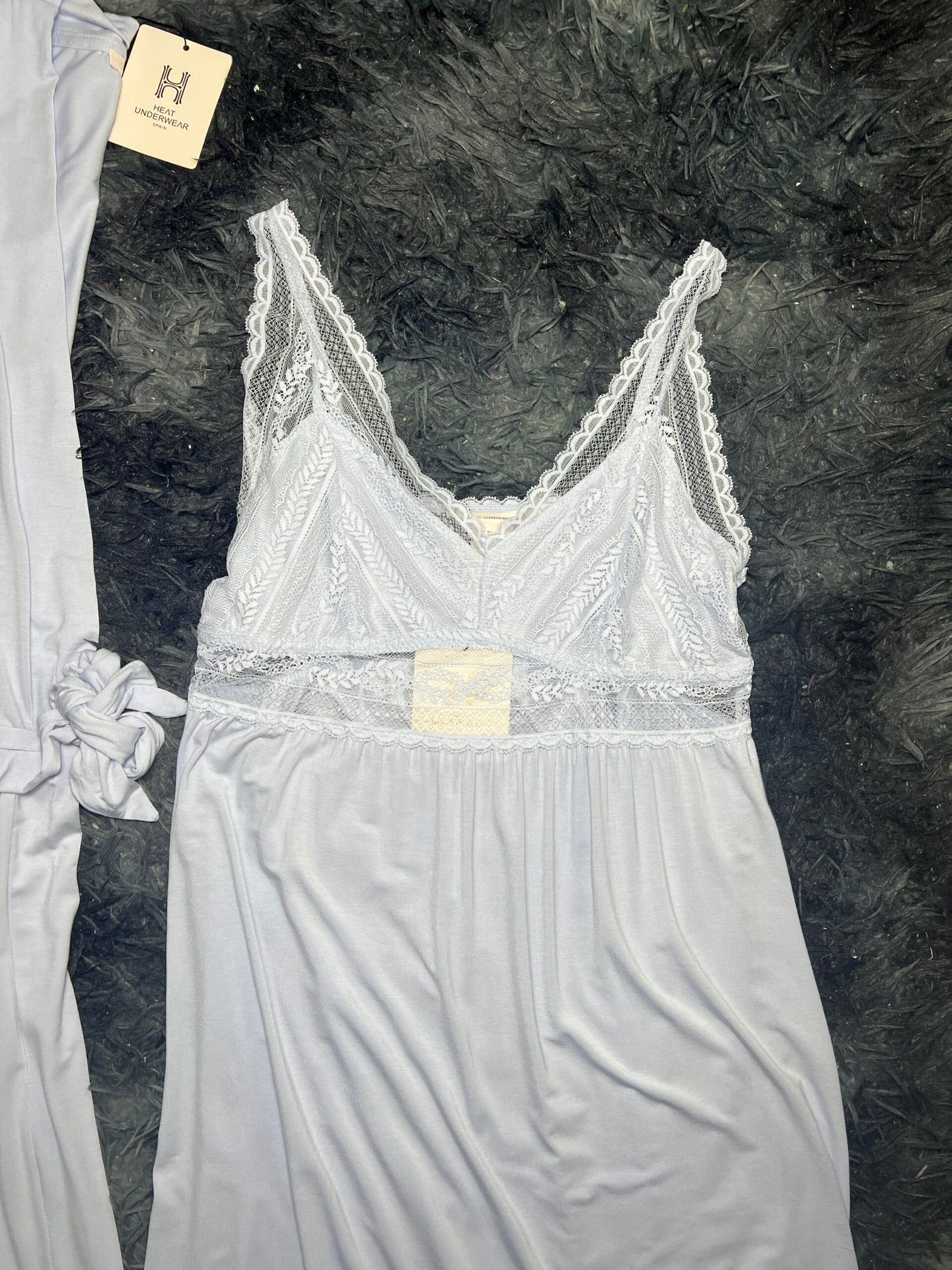 Nuisette peignoir en coton (Bleu claire) – Image 3