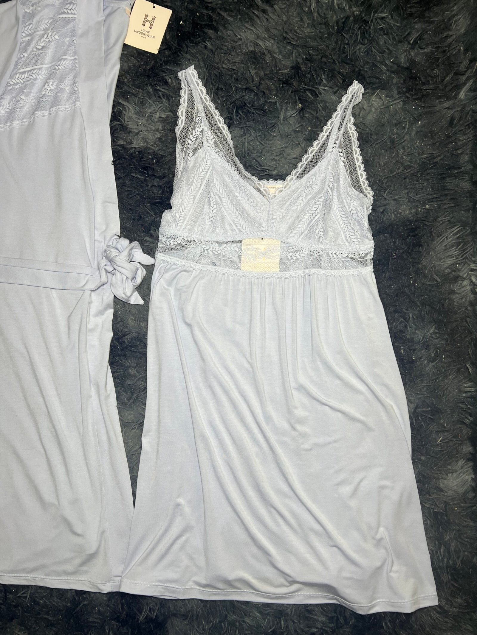 Nuisette peignoir en coton (Bleu claire) – Image 4