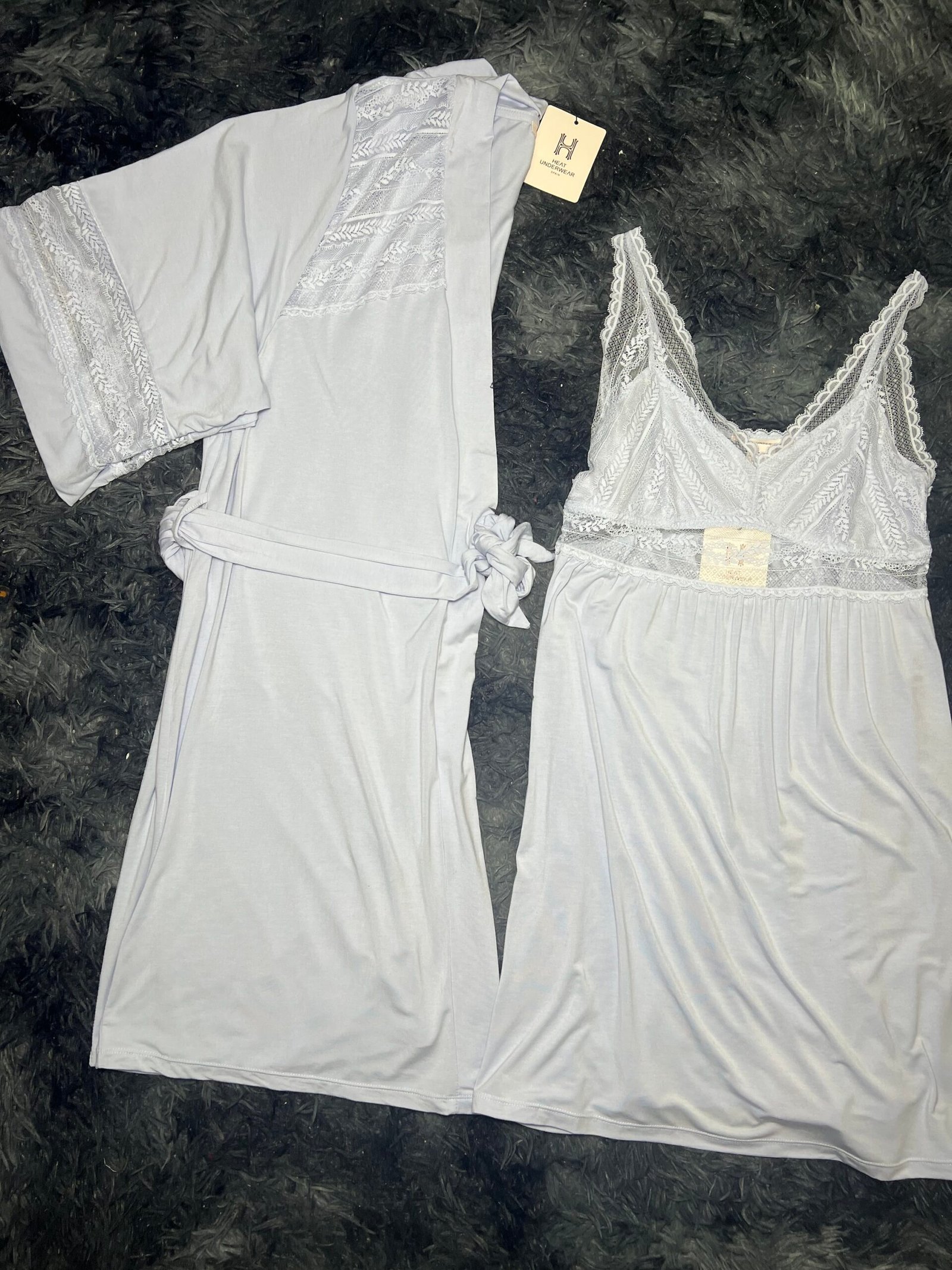 Nuisette peignoir en coton (Bleu claire) – Image 5